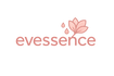 a logo of the word evessence with two or three water droplets and a flower all in a pink theme. The logo should be a word like Amazon logo 